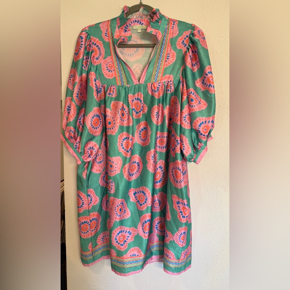 Jade Green and Pink Floral Dress